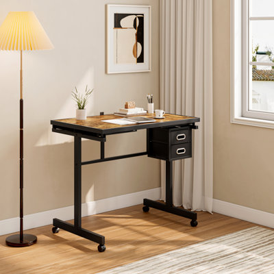 Adult Jigsaw Puzzle Metal Table Board With 1000 Pieces, 4 Trays, 2 Drawers, Black Veneer 5Mm Thick Wooden Cover, Universal Wheels  2 Lockable , Grey Felt Storage Non - Woven Ideal For Aficionados