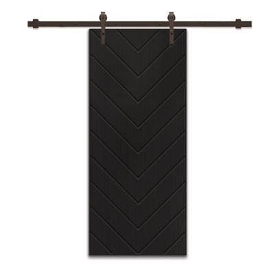 Paneled Manufactured Wood and Metal Barn Door with Installation Hardware Kit