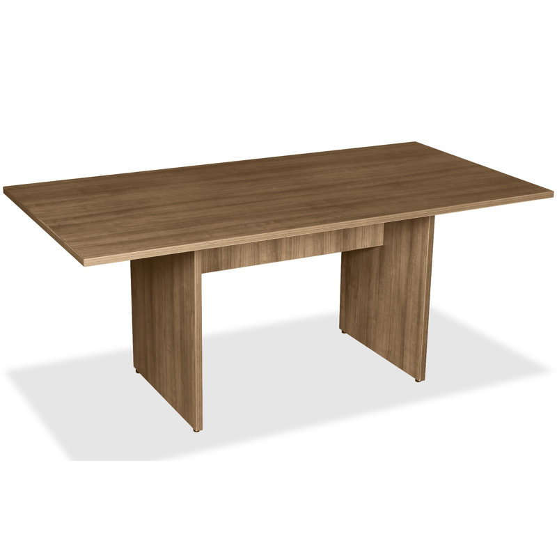 Walnut Rectangular Wood Conference Table with 2-Panel Base