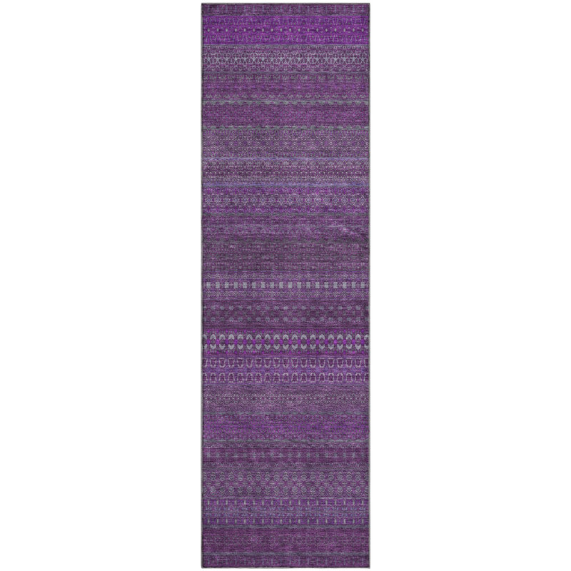 Premium Machine Washable Cerrito AMF527 Eggplant, Runner 2'3" x 7'6"