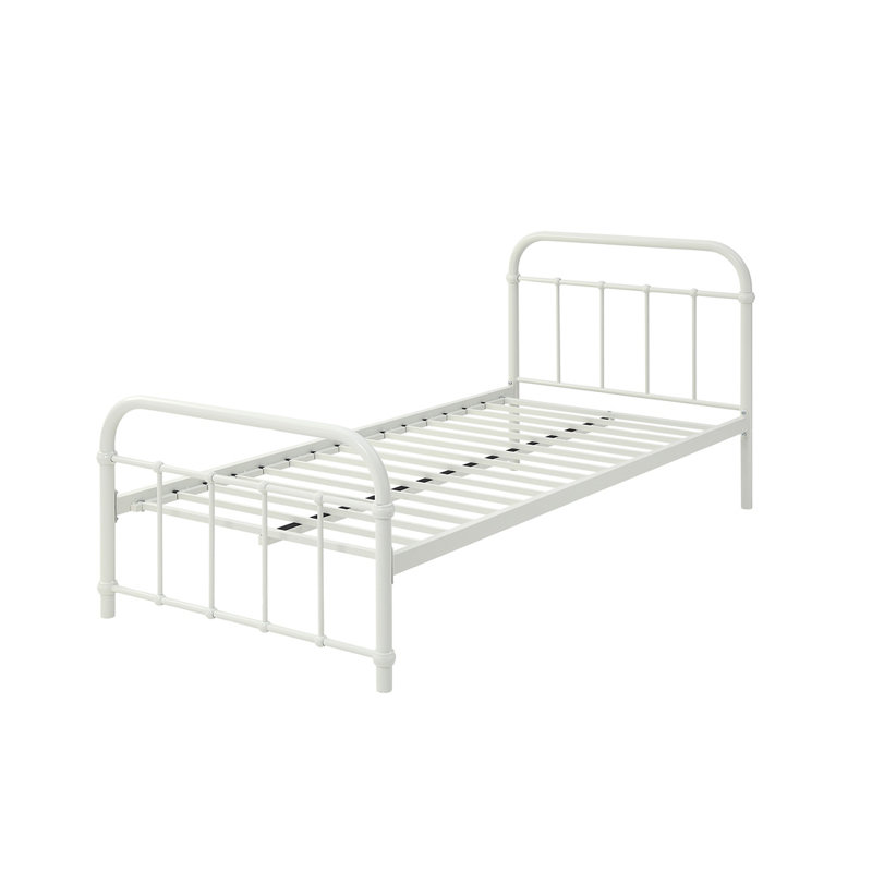 Metal Bed, White, Single (3')