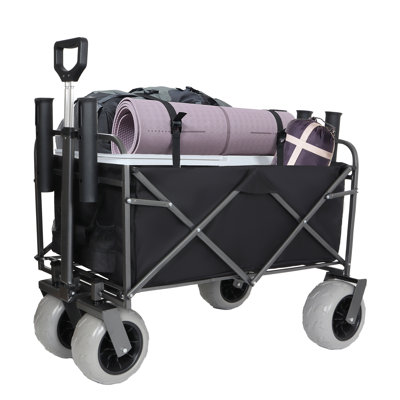 All-Terrain Beach/Fishing Utility Cart With Rod Holders And Big Pneumatic Wheels, 500 Lbs Capacity