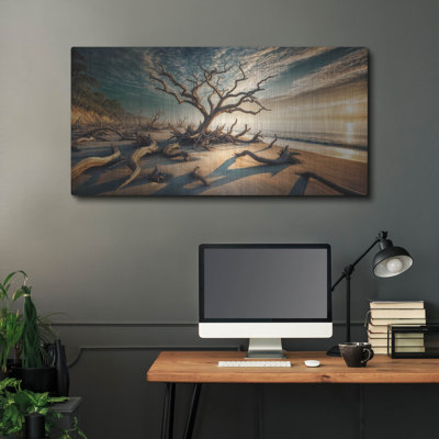 «Driftwood Beach» par Rey Klimt, art mural en métal, 48 po x 24 po