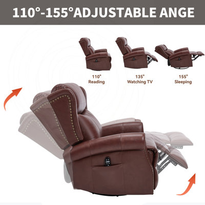 Heat Massage Manual Recliner with Rocker, Swivel, and USB