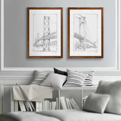 " Suspension Bridge Study I " by Vincent Van Gogh 2 - Pieces