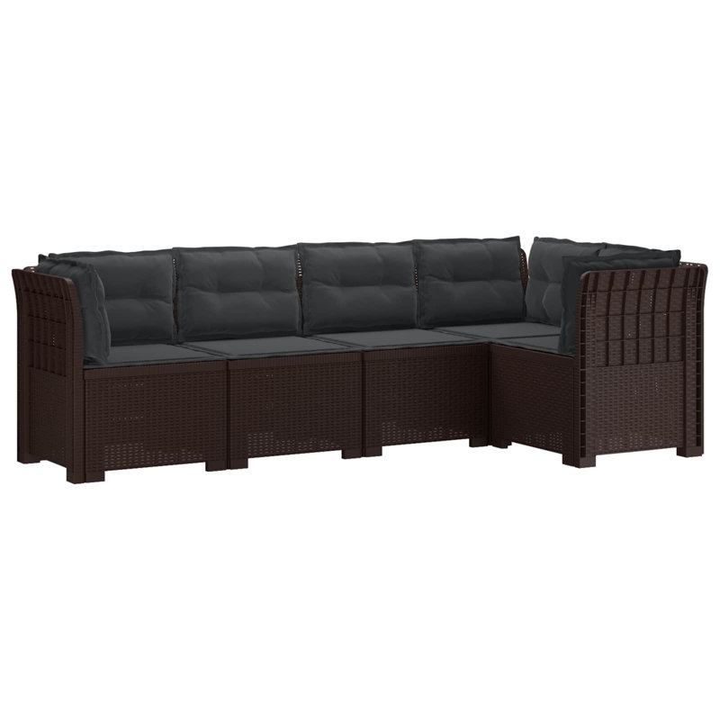 234 cm W Patio Sofa with Cushions, Anthracite, Brown
