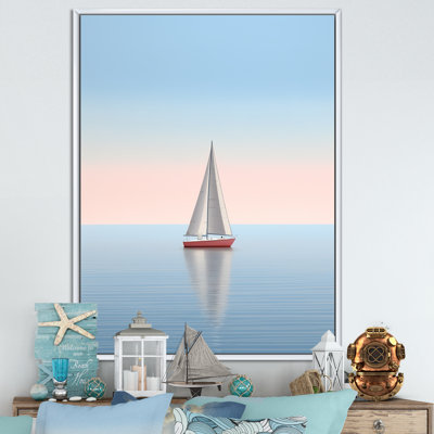 «Coastal Calm» rose et bleu photo de voilier I sur toile