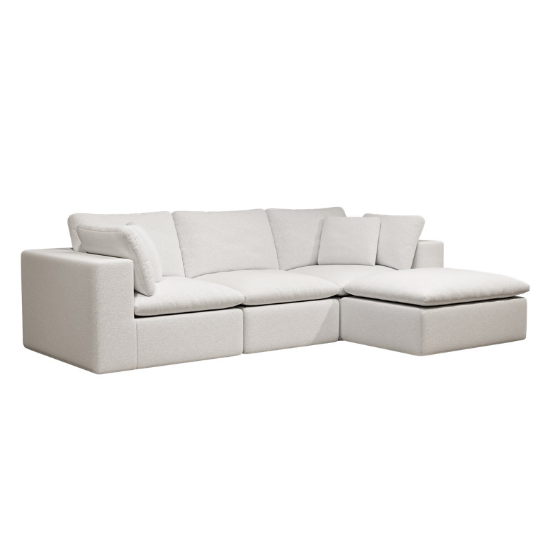 108.3" Beige Large Modular Sectional Sofa,Convertible 3-Seater Floor Couch,No Assembly Required ,Plush Chenille Fabric With Pillows,Modern Minimalist 