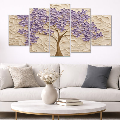 Mauve Jacaranda Tree Dreams I - Tree Jacaranda, impression sur toile 5 panneaux