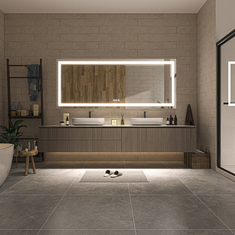 Oversized Frameless LED Backlit and Front Light Vanity Mirror