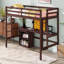 Lit mezzanine simple avec bureau et tableau d'écriture, structure de lit mezzanine en bois massif avec armoire à 2 tiroirs et barrière de sécurité pour les adolescents-1687465792-1687465799