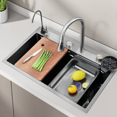 Lefton KS2201 Single Bowl Stainless Steel Drop-In Undermount Kitchen Sink Grey