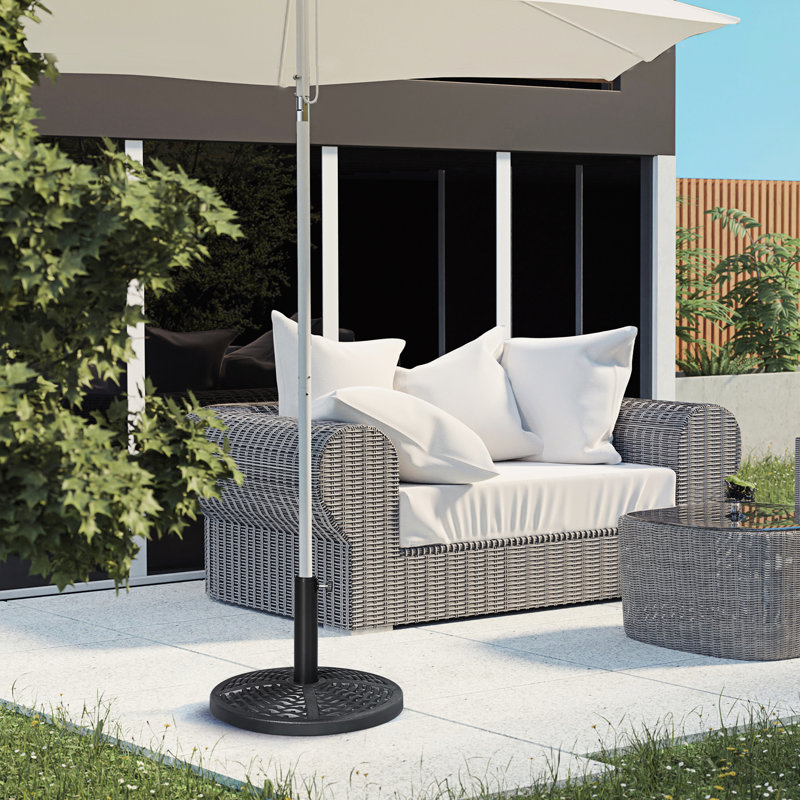 18" Round Umbrella Base, Black With Touch 21 Lbs. Base Holder, Fits Various Umbrellas,