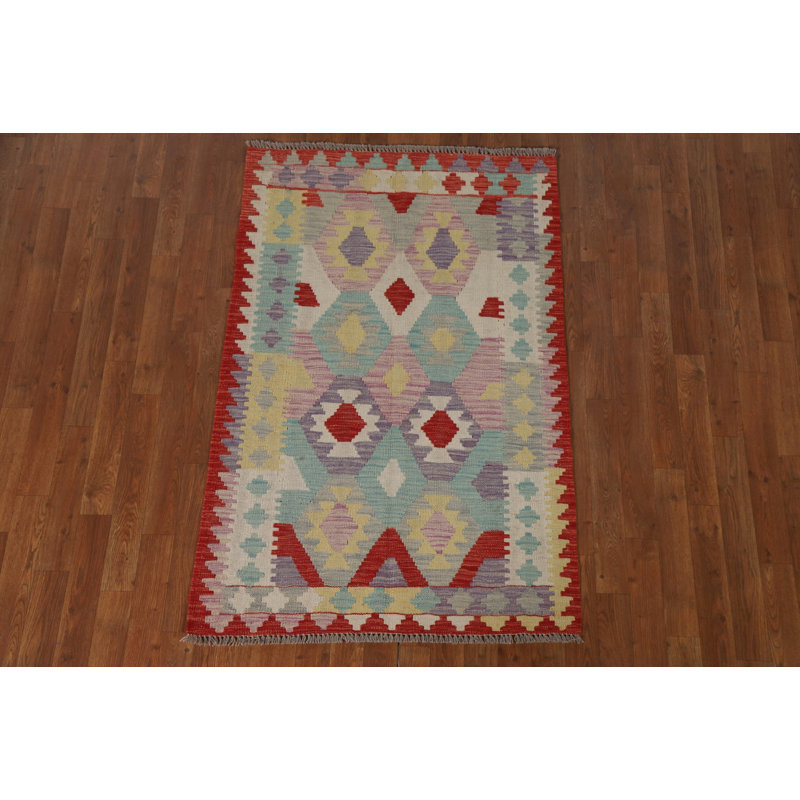 Geometric Kilim Reversible Wool Rug 3x5