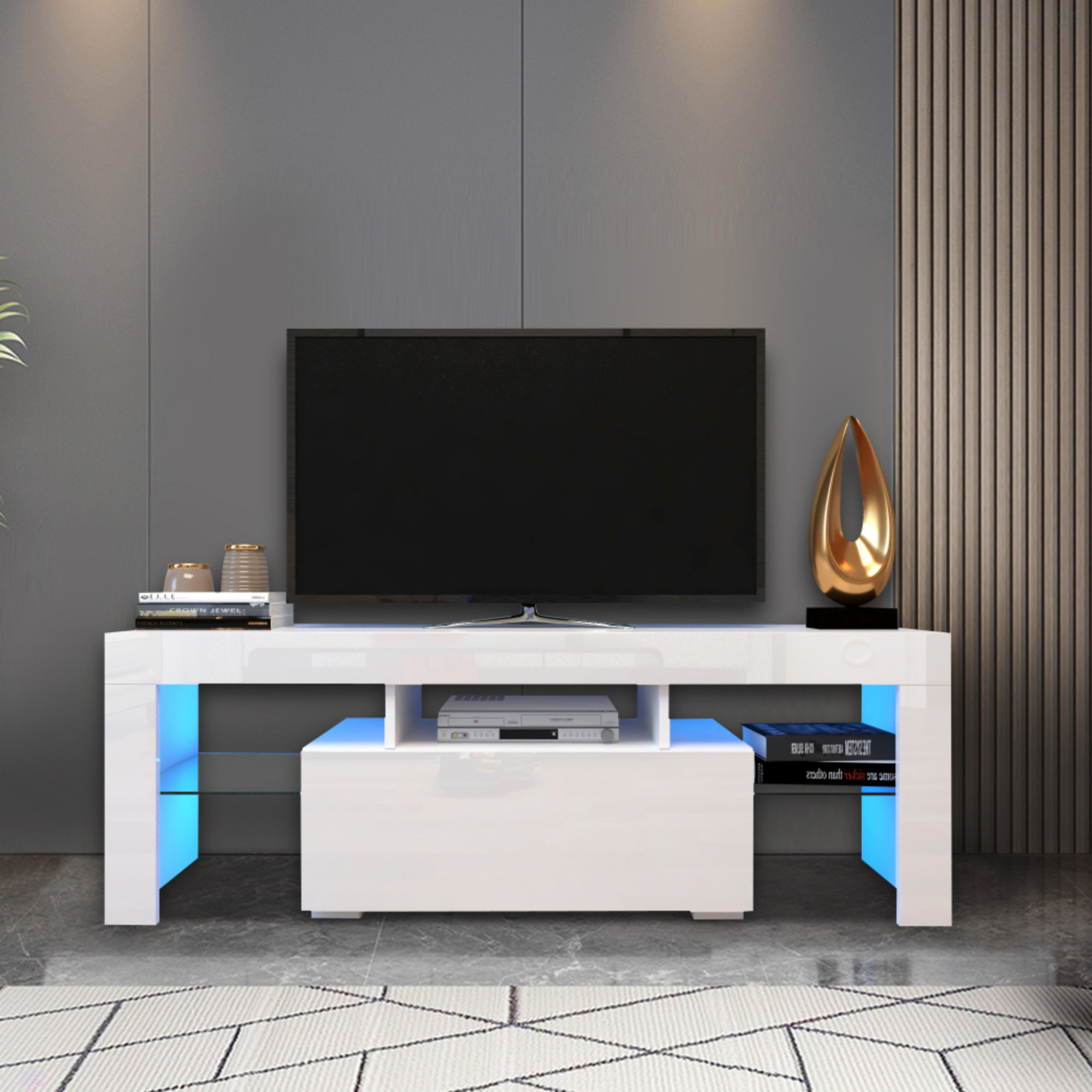Wrought Studio™ TV Stand With LED RGB Lights,Flat Screen TV Cabinet ...