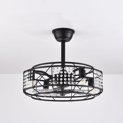 20"" Enclosed Black Ceiling Fan Light With Remote Control Modern Chandelier -  Everly Quinn, 38F8C9EFABD14526A795F487EEA84398