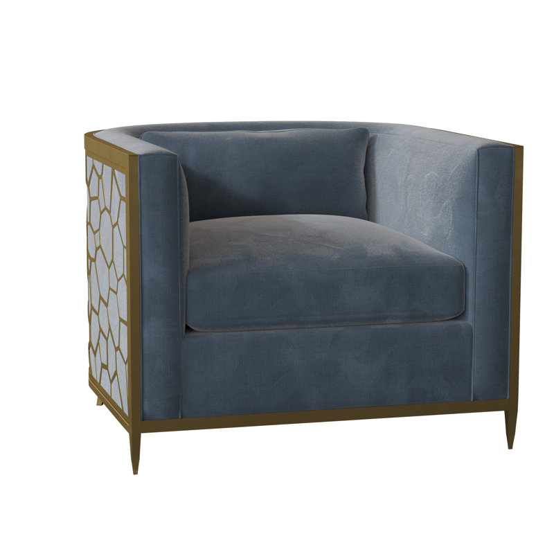 Caracole Upholstery Barrel Chair, Off-white Linen, Gold