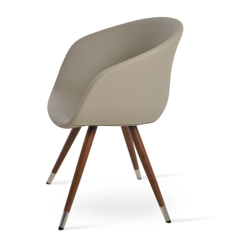 Fauteuil Tribeca, Noyer / acier poli, Similicuir blanc