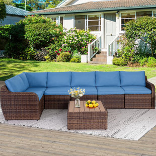 Ensemble de conversation modulaire avec coussins 7 pièces