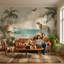 Papier peint tropical avec motif floral guépard-2118251233-2118251242