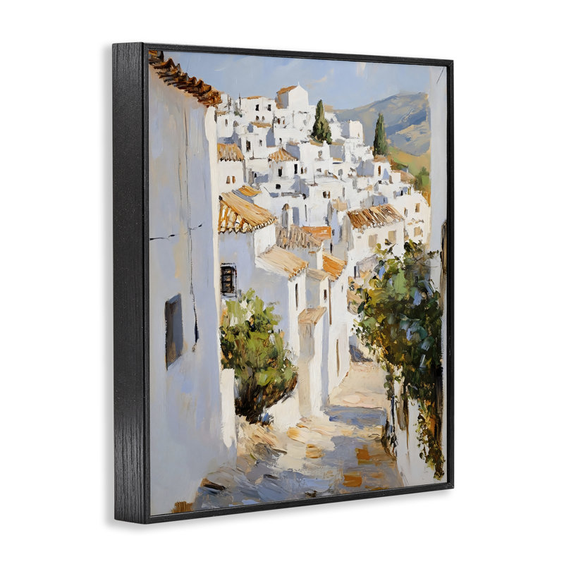 Charmante ville européenne, estampe numérique, design par Franklyn Gregory, H 30 po x l 24 po, Giclée encadrée noir minuit