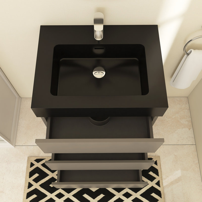 Meuble-lavabo simple Reniel, Gris, Noir, noir, noir, noir, 24"