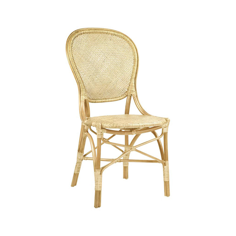 Rossini Rattan Dining Side Chair, Taupe Gray