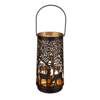 12" Metal Lantern, Woodland Forest