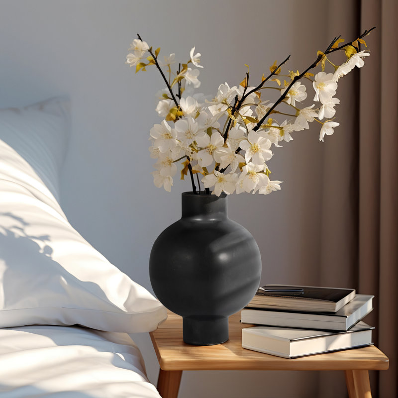 Bronsyn Neutral Round Modern Ceramic Bubble Vase, 11" H x 8" W x 8" D, Gray