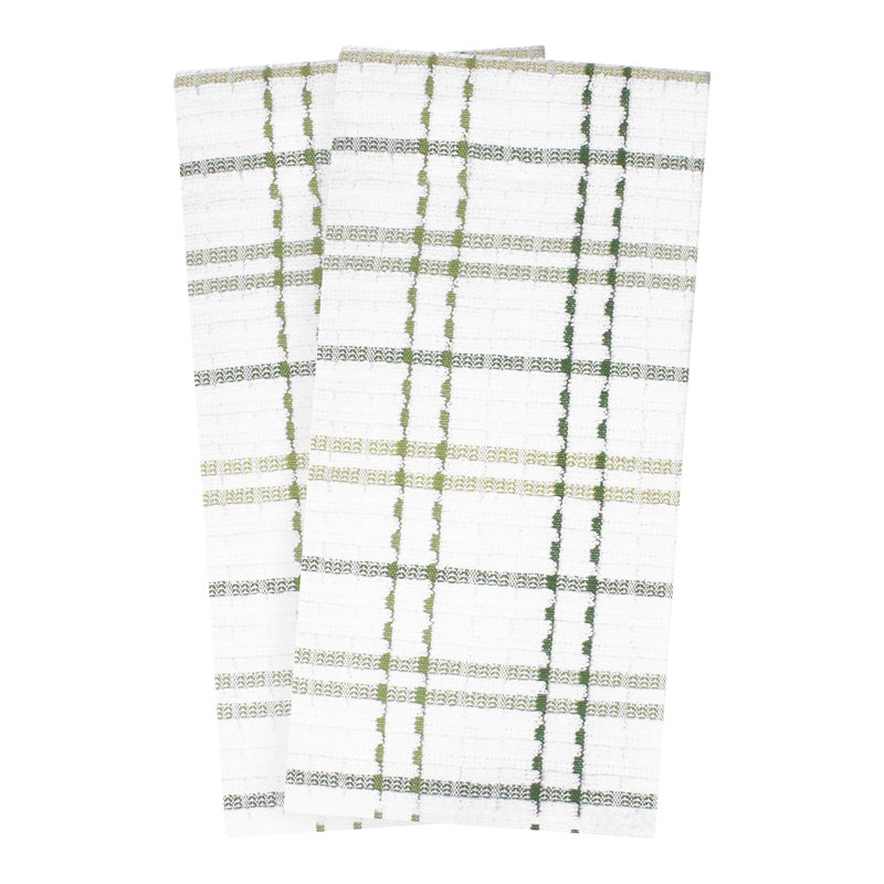 Cotton Plaid Waffle Tea Towel Kitchen Towel, Cactus