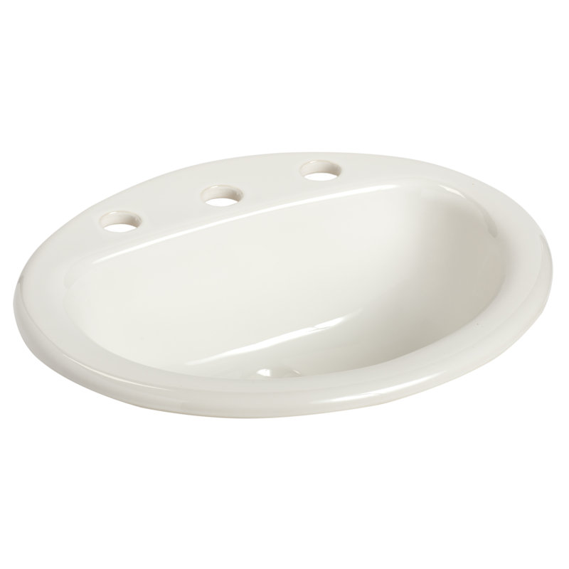 Lavabo de salle de bain ovale encastré en porcelaine vitreuse avec trop-plein Alto II, Entraxe de 8 po