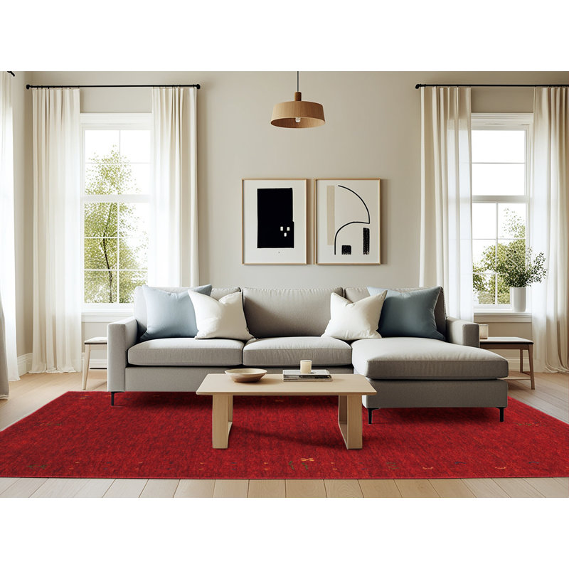 Tapis de zone rouge contemporaine, Rectangle 6 pi x 9 pi