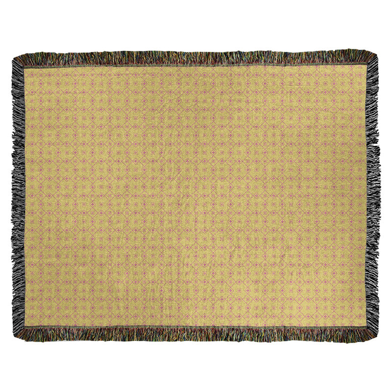Couverture en coton tissé Katelyn Elizabeth, l 60 po x L 80 po, Jaune / Rose
