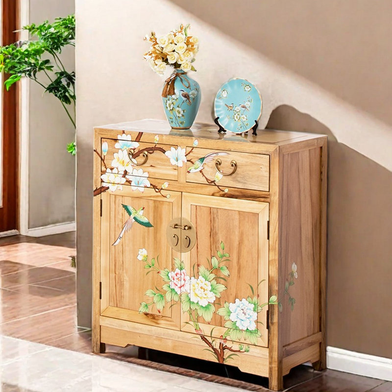 Chinese Entrance Partition Shoe Cabinet 8 Pair Solid Wood Shoe Storage Cabinet