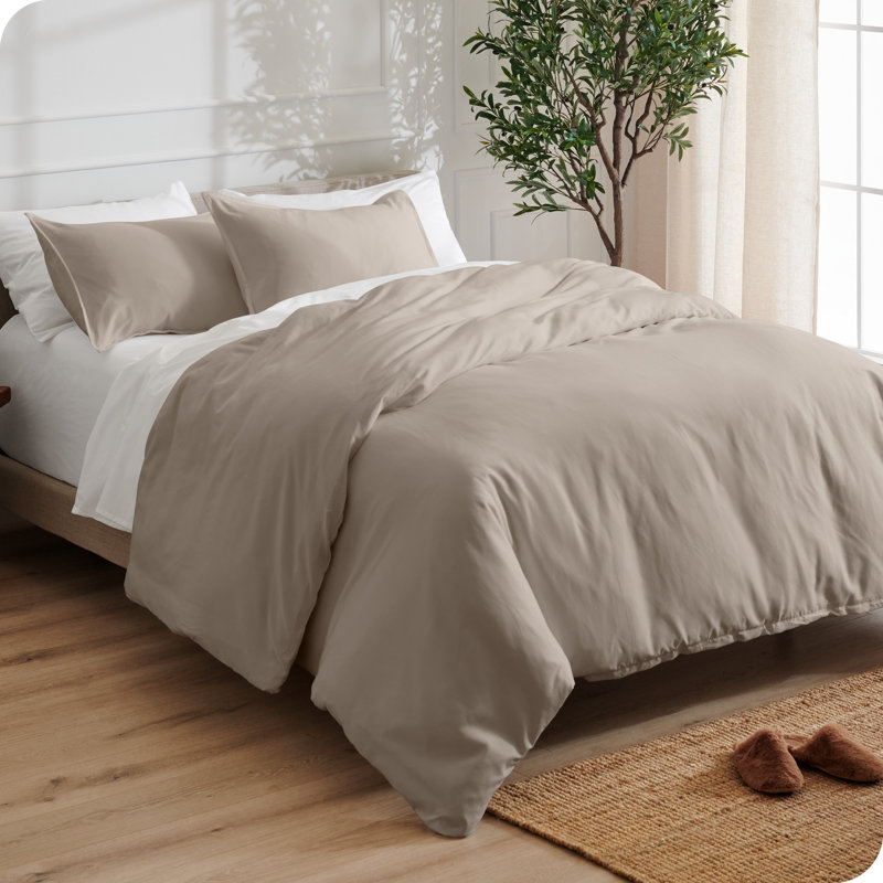 Ensemble de housse de couette en microfibre moderne et contemporain, Housse de couette simple / simple TG + 1 taie déc, Kaki