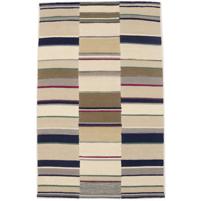 Tapis en laine touffeté à la main à motif géométrique multicolore