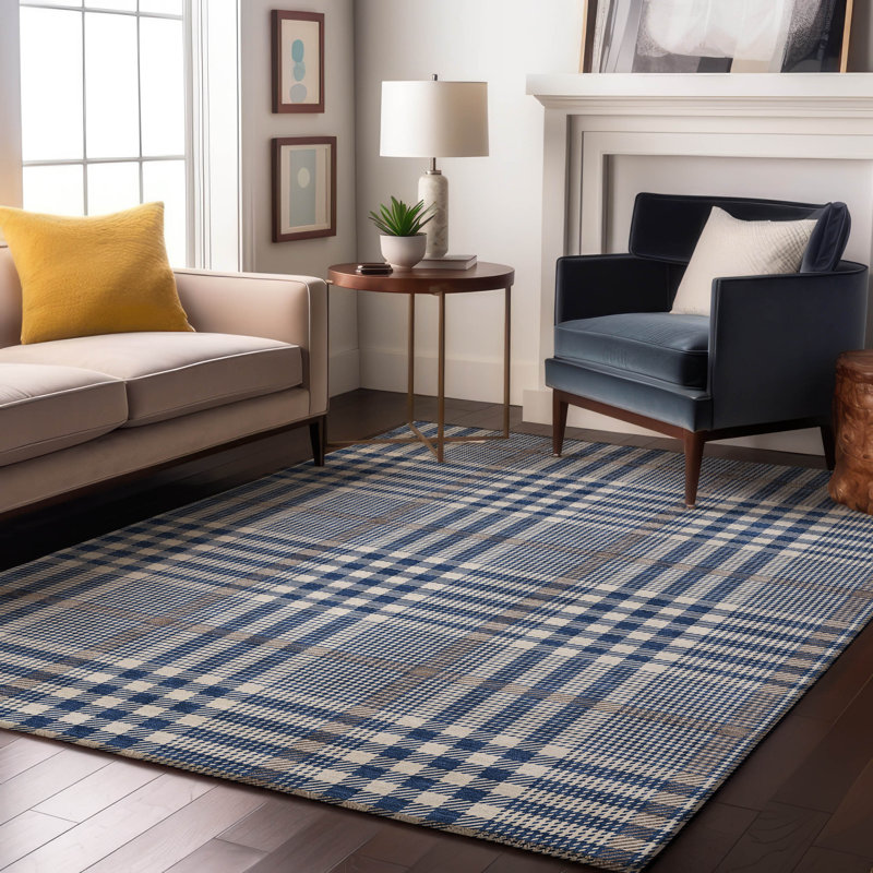 Premium Machine Washable Corry AMF1054 Plaid Rug, Rectangle 8' x 10'