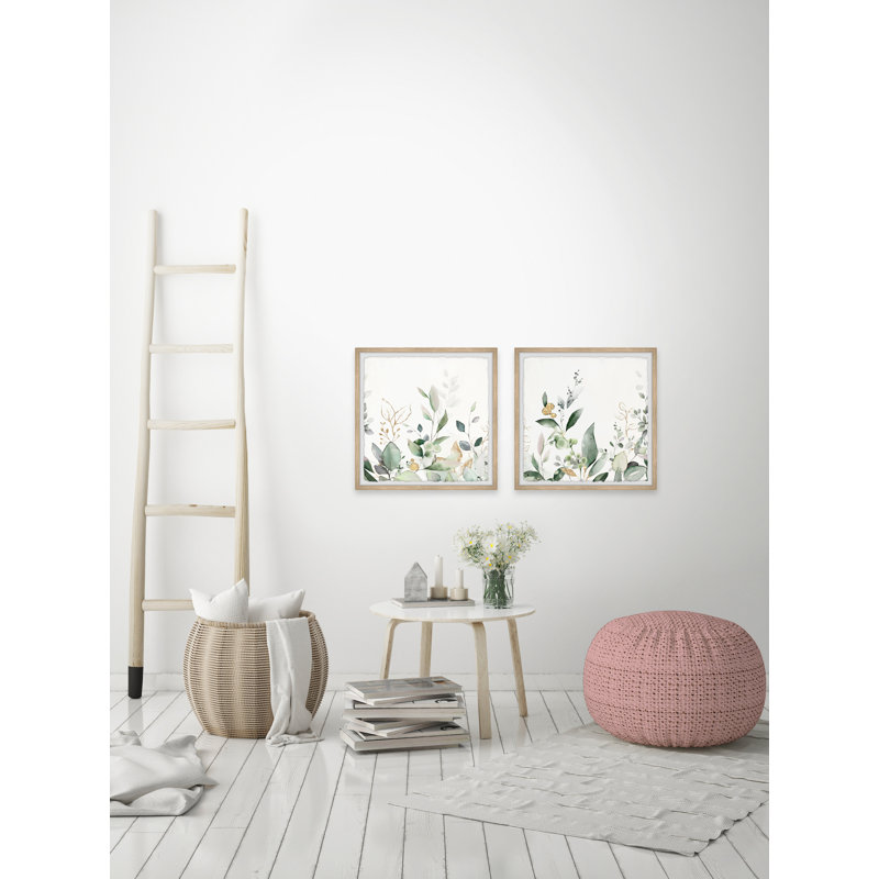 New Leaves by Marmont Hill - 2 Piece Single Picture Frame Painting Set, 45" H x 45" W
