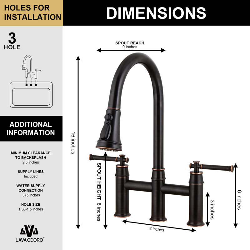 Pull Down Bridge Faucet With Accessories, Oil Rubbed Bronze