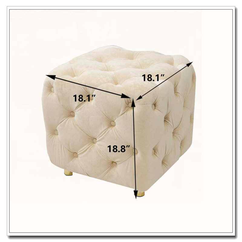 Repose-pieds rembourré en velours, petite table de bout exquise, repose-pieds moelleux, fauteuil de maquillage, Beige
