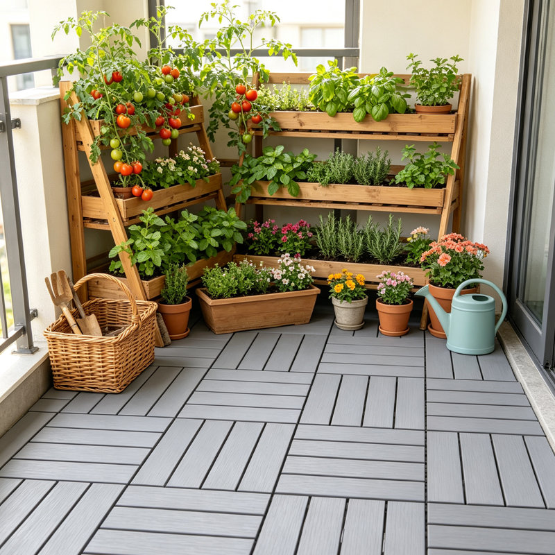 Carreaux de terrasse en plastique à emboîtement extérieur l 12 po x L 12 po - Plancher imperméable facile à assembler pour porche, balcon, cour arrière