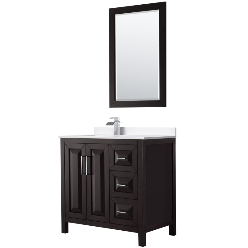 Daria 36'' W Single Vanity, White Cultured Marble, Matte Black, White