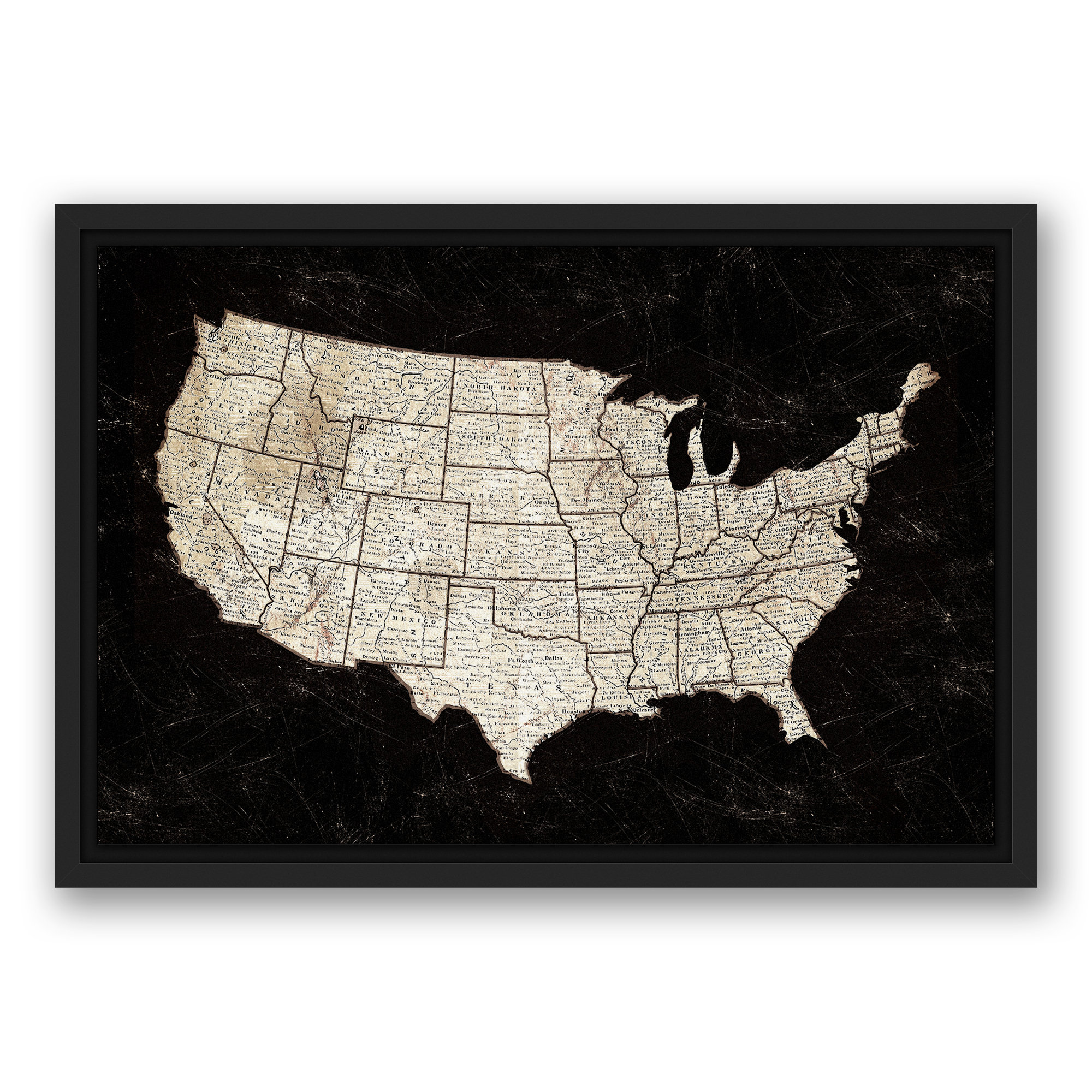 17 Stories Black United States - %22 Black United States Map %22 