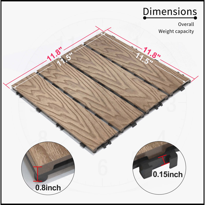 Carreaux de terrasse durables et emboîtables pour l'extérieur et l'intérieur, résistants aux intempéries et élégants., Teak