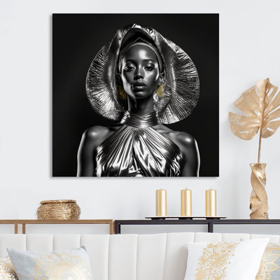 Exquise beauté en noir et or - reproduction sur toile