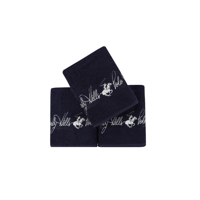 Ensemble de serviettes 3 pièces 100% coton, Bleu foncé