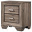 Table de chevet 2 tiroirs en taupe délavé, structure classique, double tiroir pour la commodité de la chambre à coucher, 23,5 po de largeur et 16,5 de profondeur, 27 po de hauteur, construction, organisation, hauteur