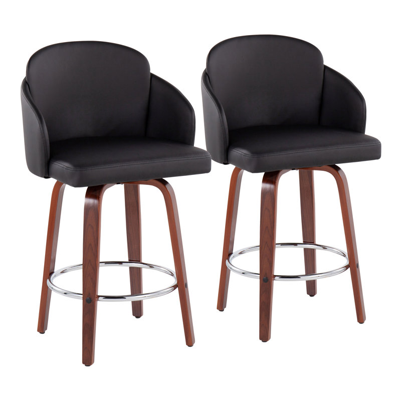 Tabouret tournant 25 "Violetta, Noyer, Velours noir