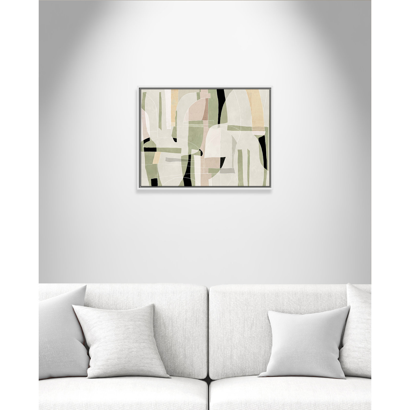 Sunny Barcelona - Floater Frame Canvas, 25.5" W x 19.5" H, White