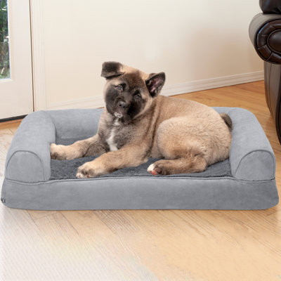 Plush & Suede Memory Foam Sofa Style Pet Bed
